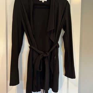Black Open Front Cardigan with Belt